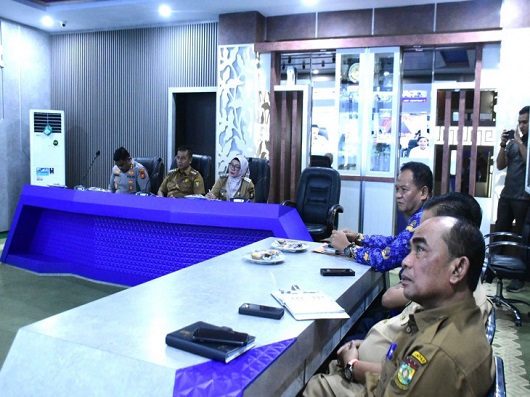 Bupati dan Wakil Bupati Kampar Ikuti Rakor Dengan BNPB Pusat Secara Virtual