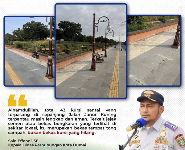 Dishub Dumai Klarifikasi Isu Kursi Hilang di Jalan Janur Kuning