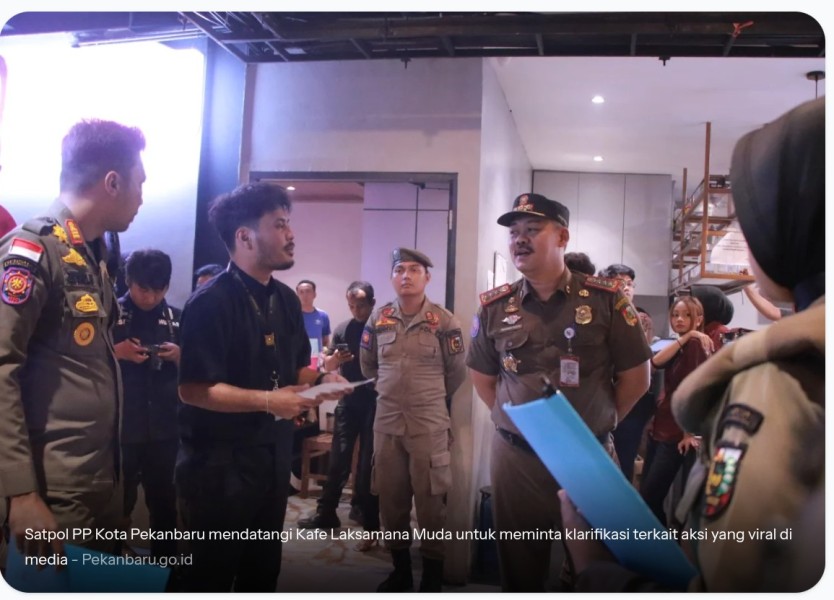 Satpol PP Pekanbaru Segera Panggil Pengelola Kafe Laksamana Muda, Klarifikasi Aksi Viral