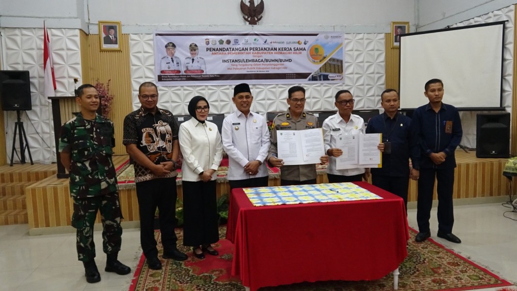 Bupati Inhil H. Herman Saksikan Penandatanganan Kerja Sama Gerai Mal Pelayanan Publik