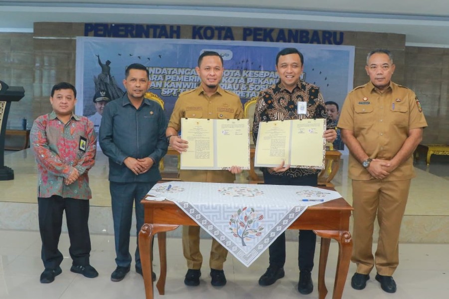Wako Pekanbaru Tandatangani Kerjasama dengan DJP Riau