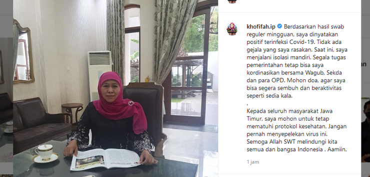 Gubernur Khofifah Terkonfirmasi Positif Covid-19