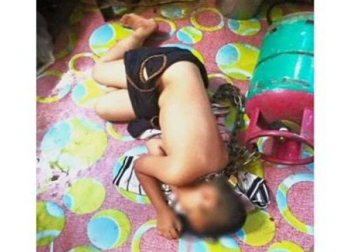 JAHAT... Tak Mau ke Sekolah, Ayah Pasung Leher Anaknya ke Tangki Tabung Gas Elpiji