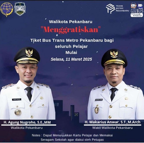 Mulai Hari Ini, Walikota Pekanbaru Gratiskan Ongkos Bus TMP Bagi Pelajar