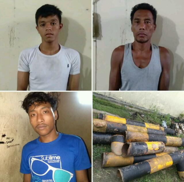 Nekat Curi Pipa Chevron, Tiga Warga Rohil Digelandang ke Polsek Tanah Putih
