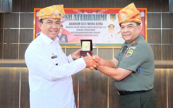 Bupati Inhil Sambut Kunjungan Darem 031/Wirabima Brigjen TNI Edi Afrizal Natar Nasution