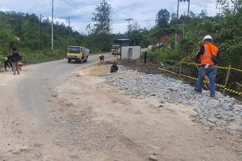 BPJN Masih Lakukan Perbaikan jalan Amblas di Tanjung Alai