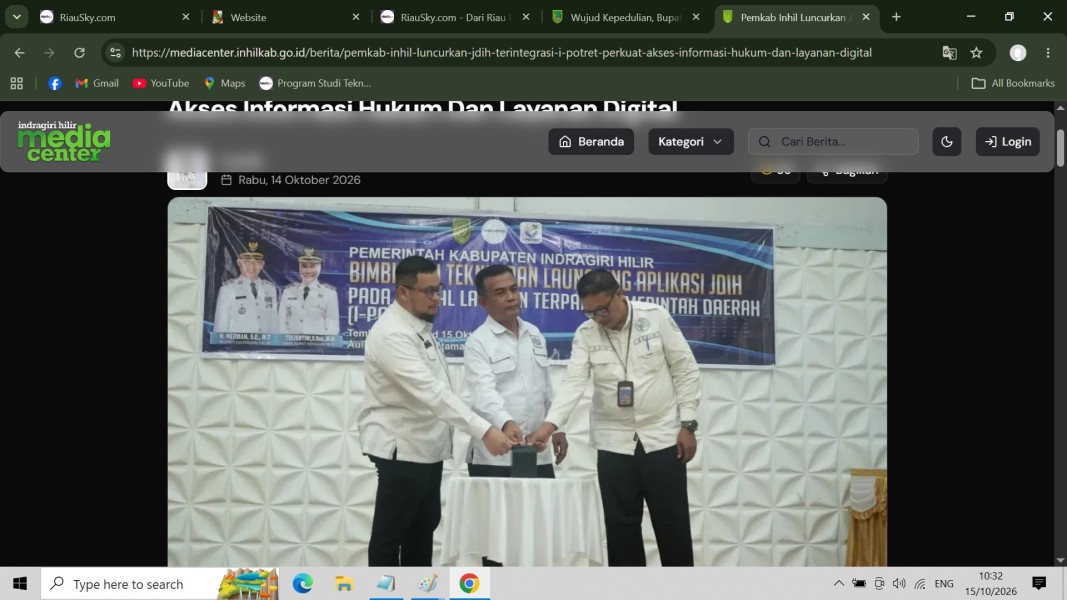 Pemkab Inhil Luncurkan JDIH Terintegrasi i-Potret