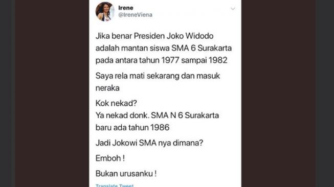 Waduh, Sebut Jokowi Bohong soal Asal SMA, Cewek Ini Rela Mati dan Masuk Neraka