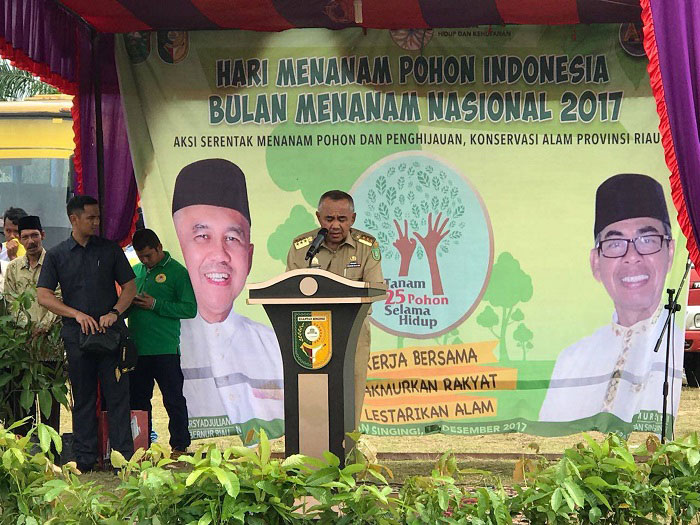 Sempena Hari Menanam Pohon Indonesia 2017, Gubri Lakukan Aksi  Tanam Serentak di Kuansing