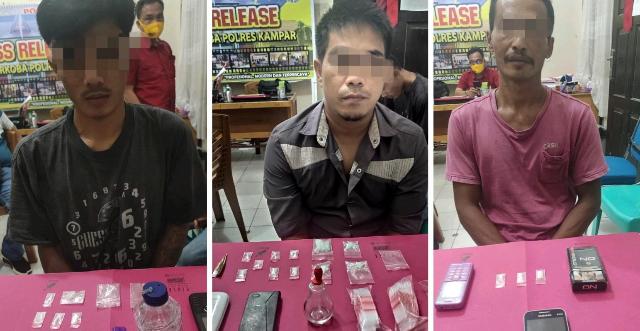 3 Pengedar Sabu Diciduk Resnarkoba Polres Kampar di 3 TKP