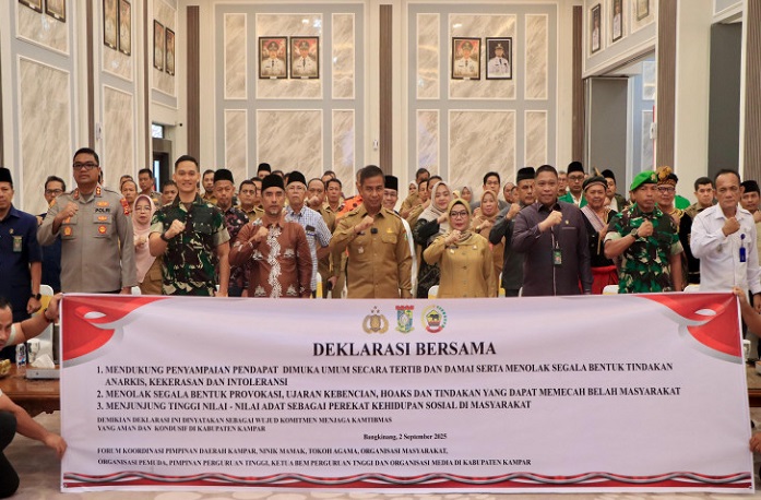 Forkopimda dan Ormas Kampar  Deklarasi Tolak Segala Bentuk Tindakan Anarkis