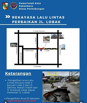 Perbaikan Jalan Amblas, Jalan Lobak Diberlakukan Satu Arah