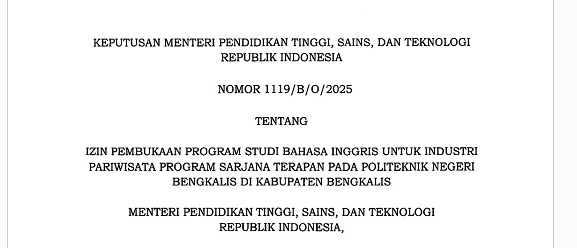 Izin Penyelenggaraan Resmi Terbit, Prodi BISPAR Polbeng Siap Terima Mahasiswa Perdana Tahun Depan