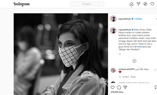 Presenter Cantik Najwa Shihab Posting Lagi Pemulihan karena Sakit, Netizen Ramai-ramai Doakan ''Cepat Sembuh Mbak Nana...''