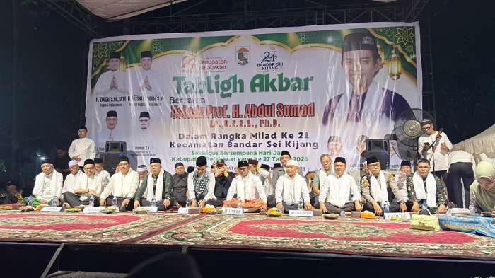 Tabligh akbar HUT Bandar Sekijang  ke- 21, Zukri Paparkan Pemangkasan TKD Rp270 Miliar