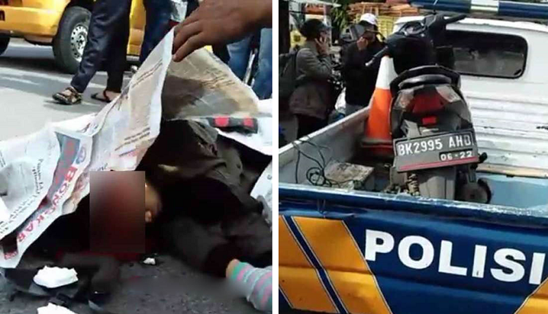NGERI...Dilindas Truk, Kepala Gadis Cantik Pengendara Honda Beat Pecah, Berdarah-darah