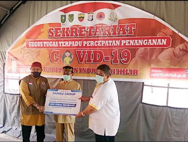 Antisipasi Dampak Covid-19, Sambu Group Bagikan Paket Sembako untuk Masyarakat Inhil