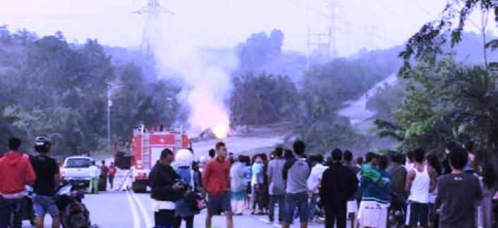 Ditabrak Truk CPO, Pipa Gas Milik PT Chevron di Jalan Lintas Duri-Pekanbaru Meledak