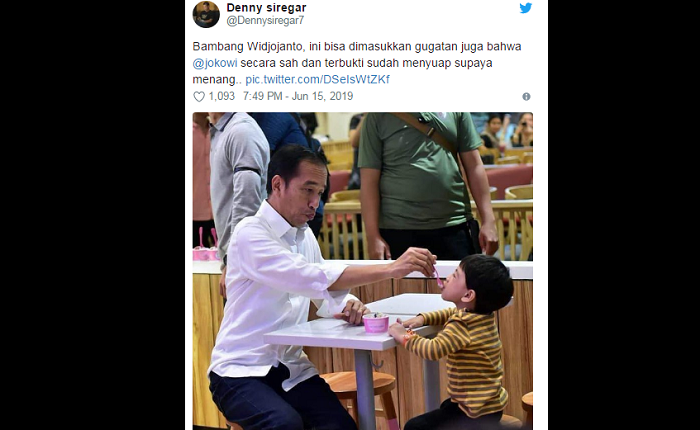 Duh, Ledek Bambang Widjojanto, Denny Siregar Unggah Foto Jokowi Suapi Jan Ethes, 'Kalau Gila Sekalian, Jangan Nanggung'