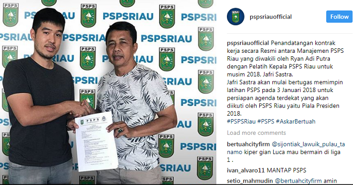 Lusa Resmi Mulai Melatih PSPS Riau, Ini Target Jafri Sastra 