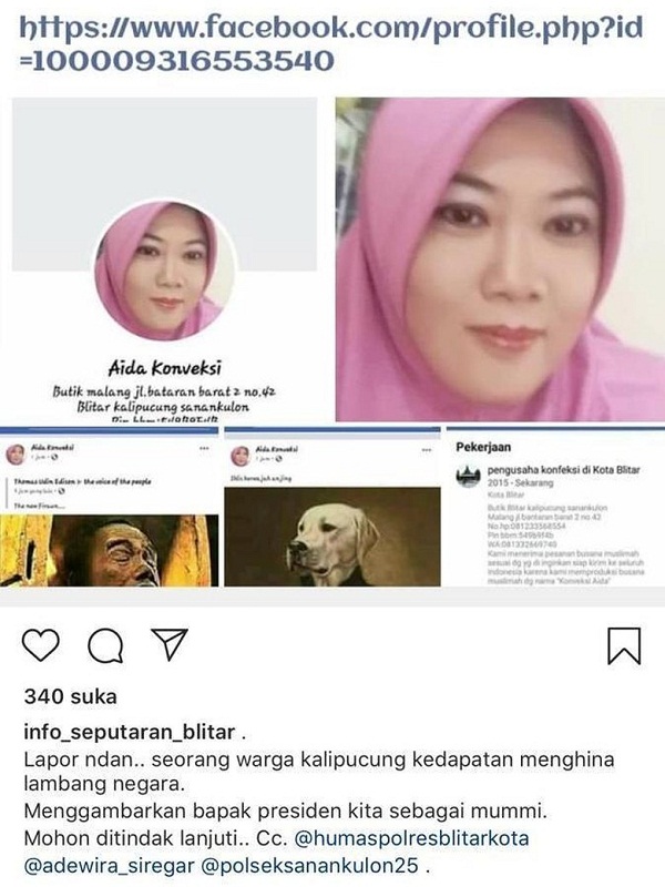 Wanita yang Posting Gambar 'Jokowi Mumi The New Firaun' Menangis di kantor Polisi, Ngaku Akun Facebooknya Hilang