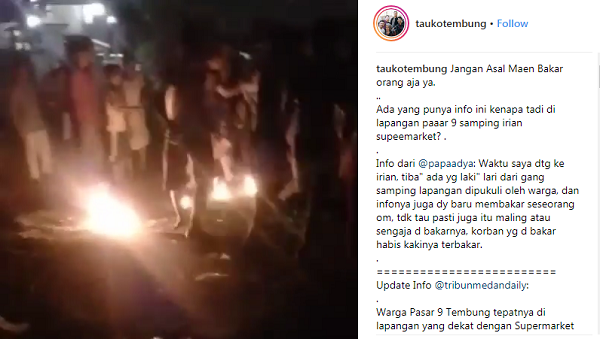 BREAKING NEWS: Seorang Pria Dibakar Hidup-hidup di Pasar 9 Tembung Medan