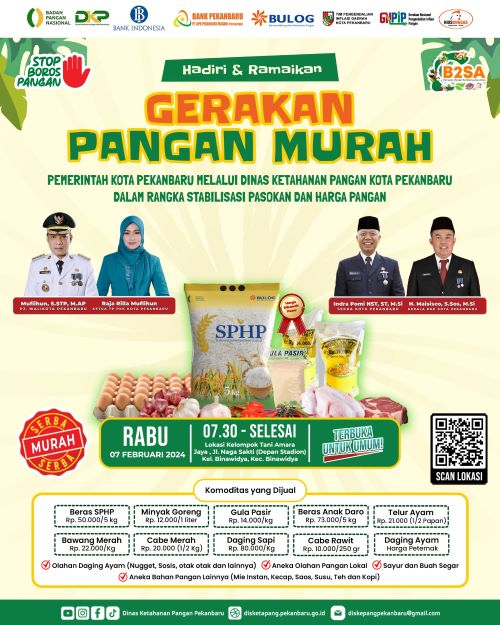 Besok Dinas Pangan Gelar Gerakan pangan Murah di Binawidya