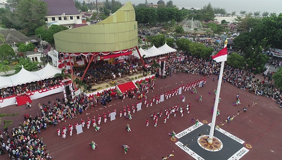 Begini Suasana Penurunan Bendera Bersempena HUT Kemerdekaan RI Ke-74 di Bengkalis