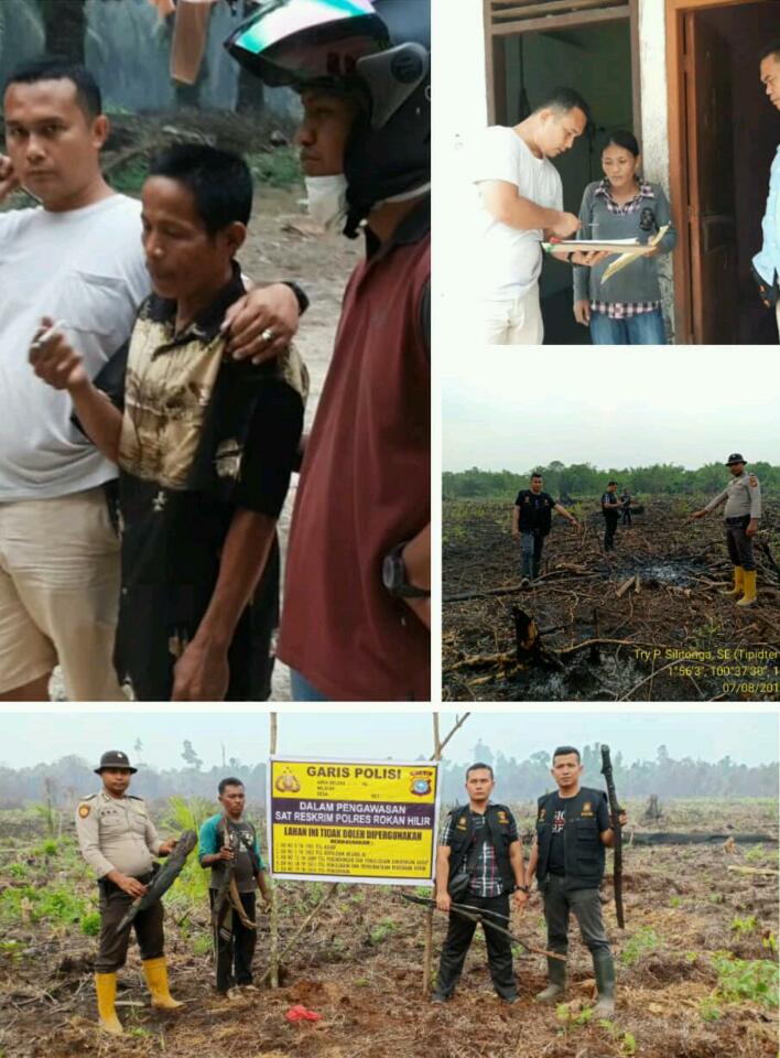 Tim Satgas Gakkum Polres Rohil Amankan Pelaku Karhutla 