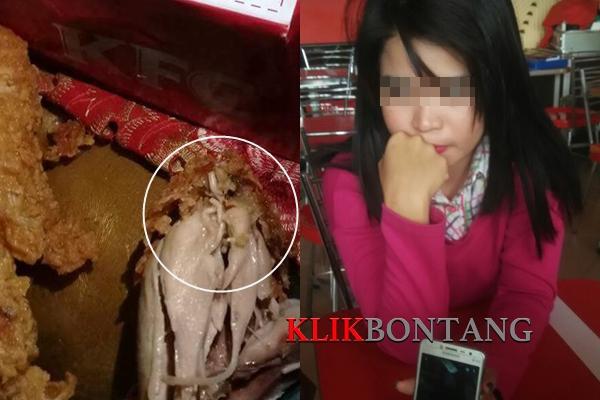 Geger... Cewek Cantik Ini Temukan Ada Belatung di Ayam KFC
