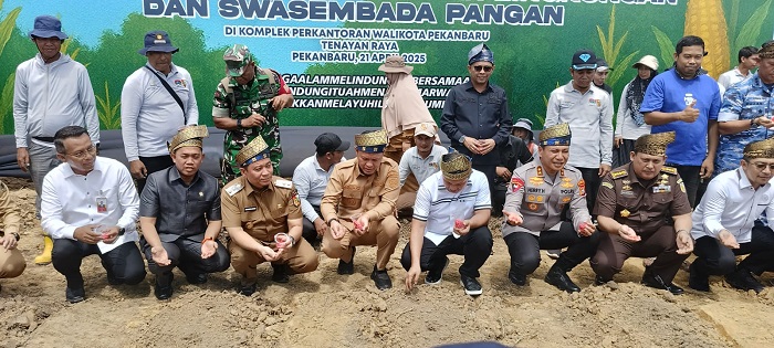 Pemko Pekanbaru Gandeng Polda Riau dan Gubernur  Tanam Pohon dan 15.000 Batang Jagung Pipil di Tenayan
