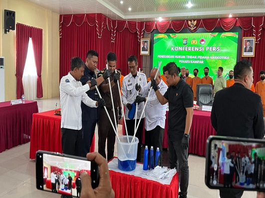 Polres Kampar Musnahkan 1,2 Kg Sabu, BNK Kampar Ajak Stakeholder Bersatu Perangi Narkoba