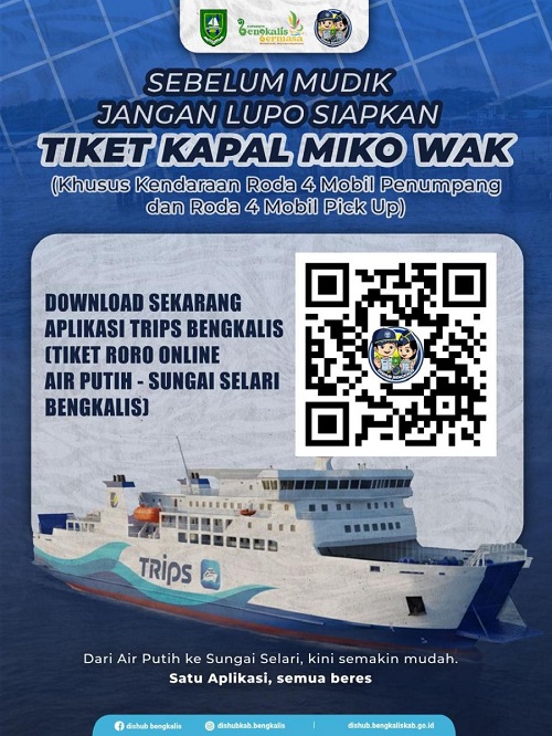 Sebelum Mudik Lebaran, Kendaraan Roda Empat Harus Siapkan Tiket Lewat Aplikasi TRIPS Bengkalis