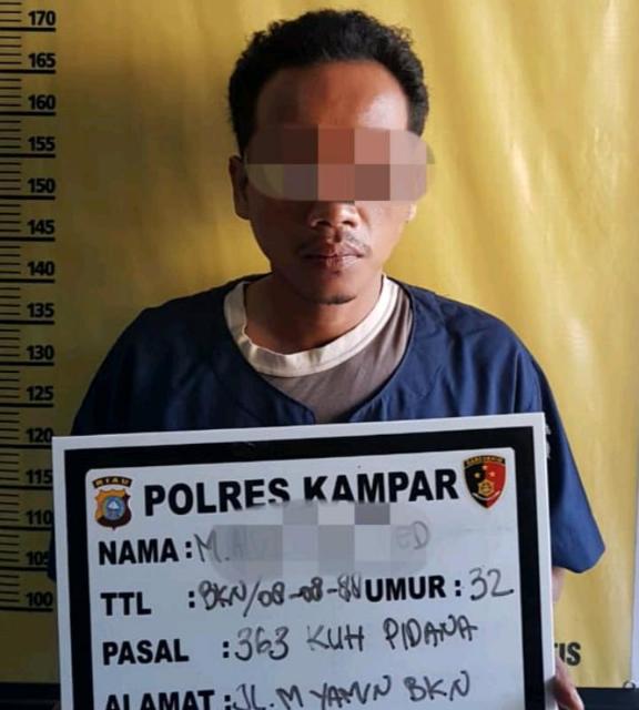 Satreskrim Polres Kampar Ringkus Seorang Pelaku Curanmor Beberapa Jam Setelah Kejadian