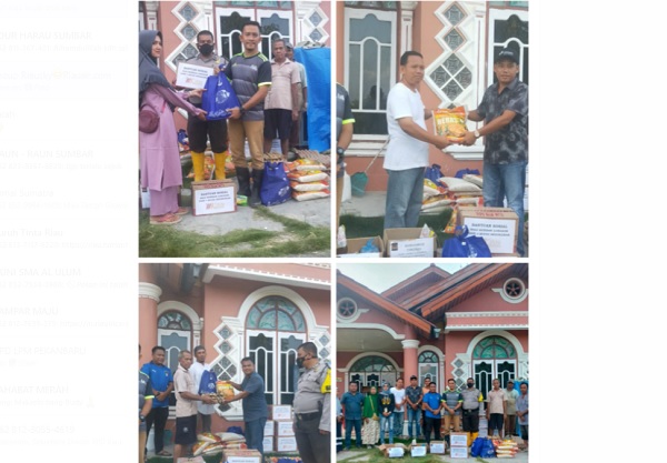 Lurah, Bhabinkamtibmas, Pemuda dan LPM Serahkan Bantuan untuk Korban Longsor di Sedinginan
