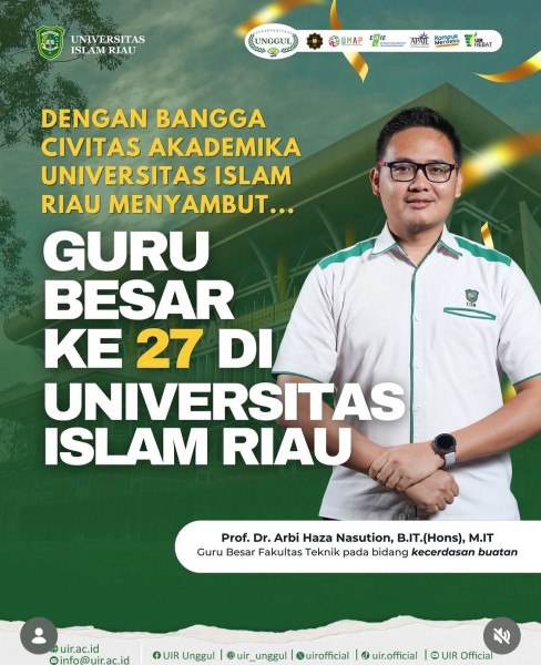 UIR Lahirkan Guru Besar ke 27, Prof. Dr. Arbi Haza Nasution, B.IT., M.IT jadi Peneliti LLM Kedua Terbanyak di Indonesia