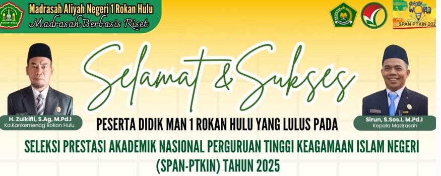 24 Peserta Didik MAN 1 Rokan Hulu lolos PTN Jalur Prestasi