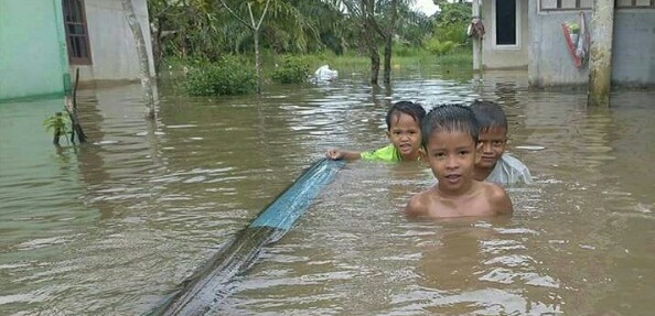 Diguyur Hujan Deras, Tiga Kampung di  Tepi Sungai Siak-Tualang Terendam Banjir, Begini Parahnya...