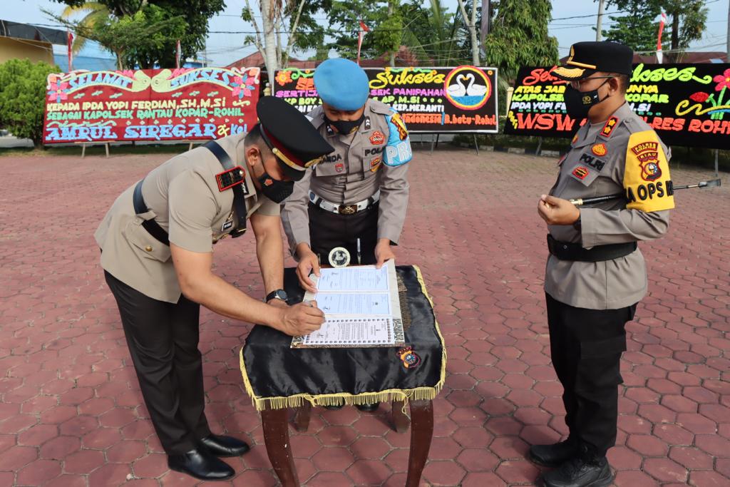 Dua Perwira Polres Rohil Gelar Sertijab, Polsek Panipahan Dijabat AKP Heppy Yendri,  Ipda Yopi Perdian di Rantau Kopar