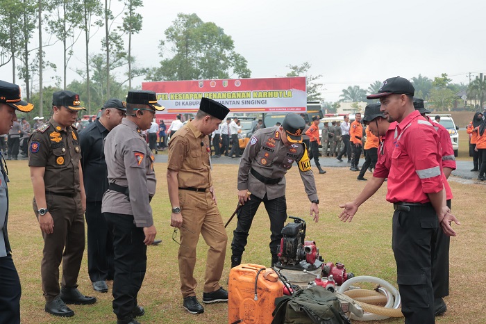 LIbatkan Multi Stake Holder, Polres Kuansing Gelar Apel Kesiapan Penanganan Karhutla