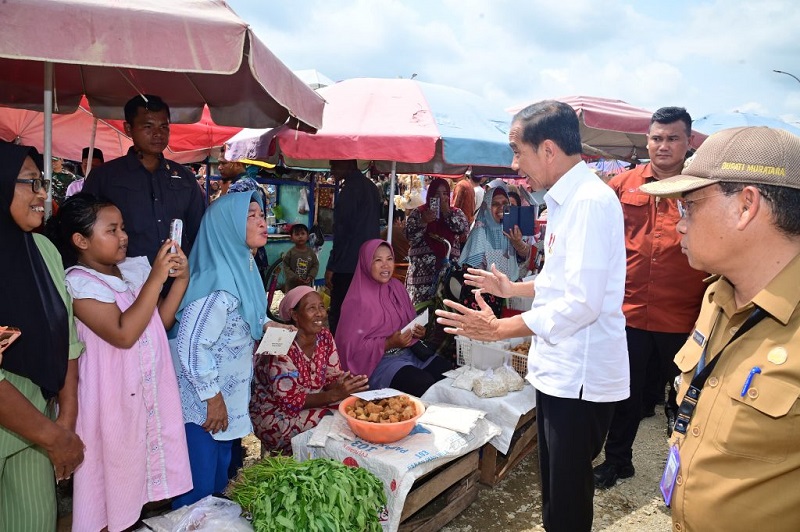 Presiden Jokowi Cek Harga Pasar pada Pedagang di Musi Rawas Utara
