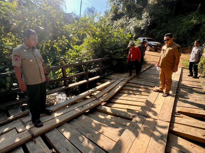 Bupati Kampar Tinjau Jembatan Rusak di Desa Lubuk Bigau