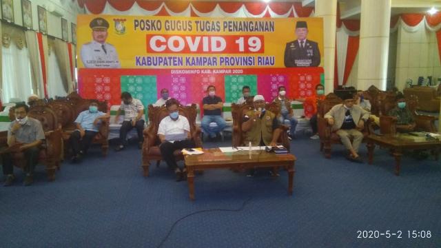 Sekda Kampar Teleconference dengan Sekda Provinsi Bahas persiapan PSBB Riau