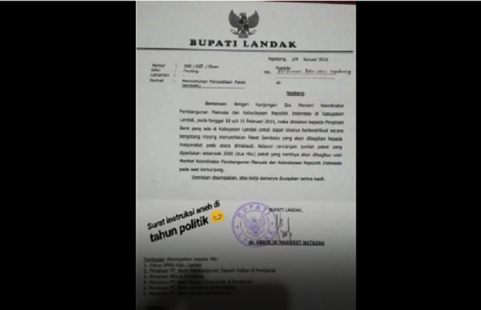WAH WAH WAH...Beredar 'Surat' Permintaan kepada Pimpinan Bank Siapkan Sembako untuk Kunjungan Menko PMK Puan Maharani