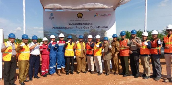 Salurkan Gas Industri, Pertamina Gas-PGN Groundbreaking Pipa transmisi Duri-Dumai