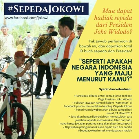 Berhadiah Sepeda... Yuk Ikutan Kuis Presiden Jokowi di Facebook