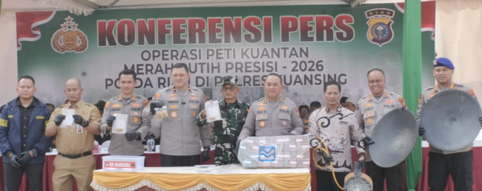 Operasi PETI Kuantan Merah Putih Presisi 2026, 525 Rakit Tambang Emas Ilegal Ditertibkan