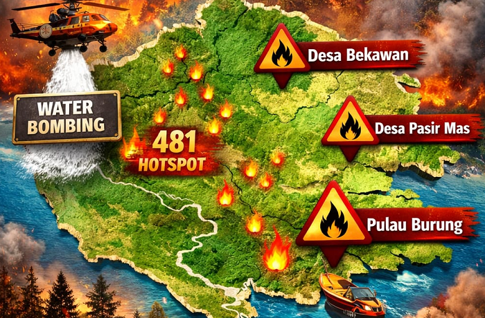 Karhutla Meluas, Pemkab  Inhil  Minta Bantuan Bom Air ke Provinsi