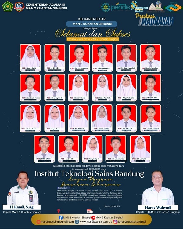 23 Siswa MAN 2 Kuansing Lolos Beasiswa Sinarmas di ITSB